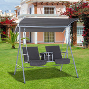 2 Seater Garden Swing Chair With Tilting Canopy & Storage Outsunny