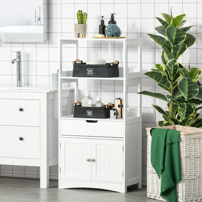 White Freestanding Bathroom Floor Cabinet Kleankin