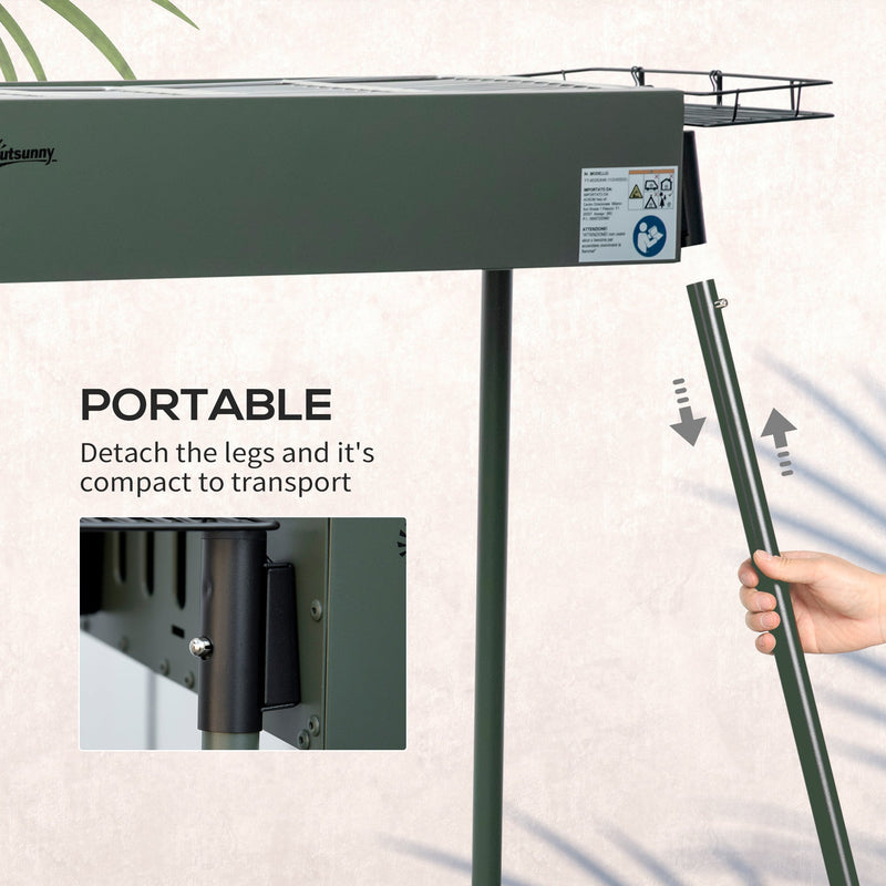 Portable Charcoal BBQ Grill, Stainless Steel