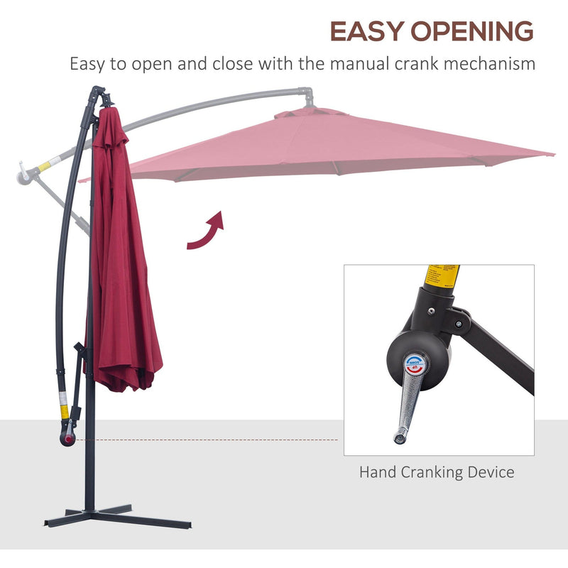 Contemporary 3m Cantilever Parasol with Crank Handle
