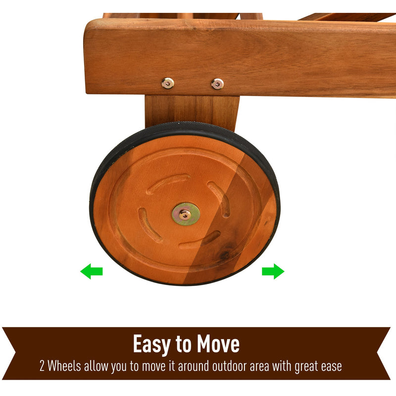 Acacia Wooden Sun Lounger With Wheels