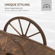 Wooden Garden Bridge, Arc Footbridge, Half Wheeled Railings Outsunny