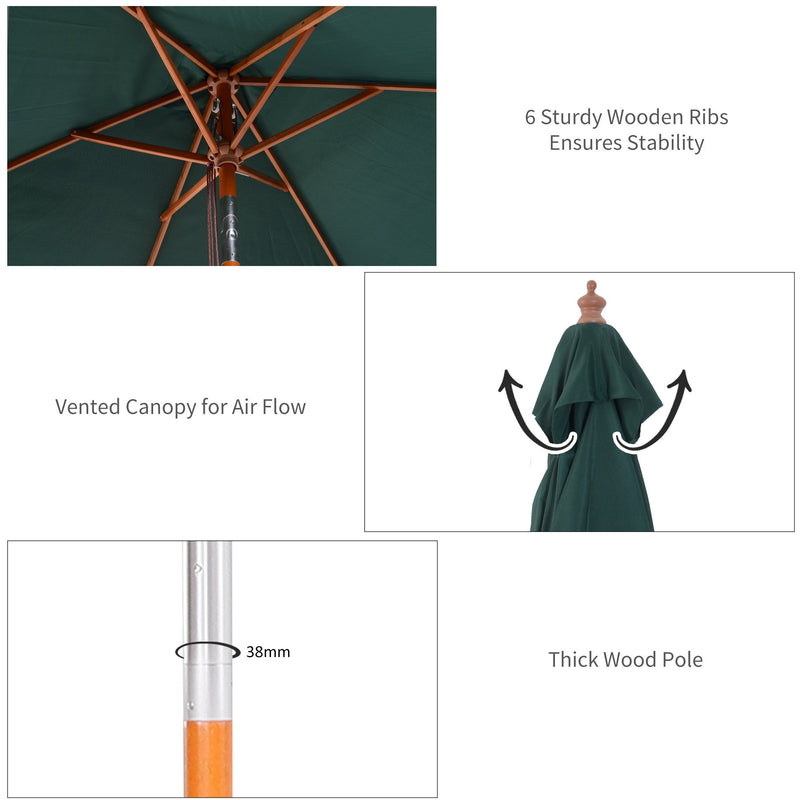 2m Garden Parasol, Green