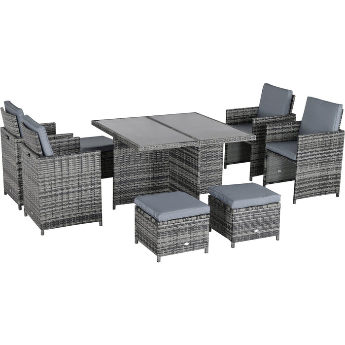 Rattan Cube Dining Set with Table, Chairs & Footrest