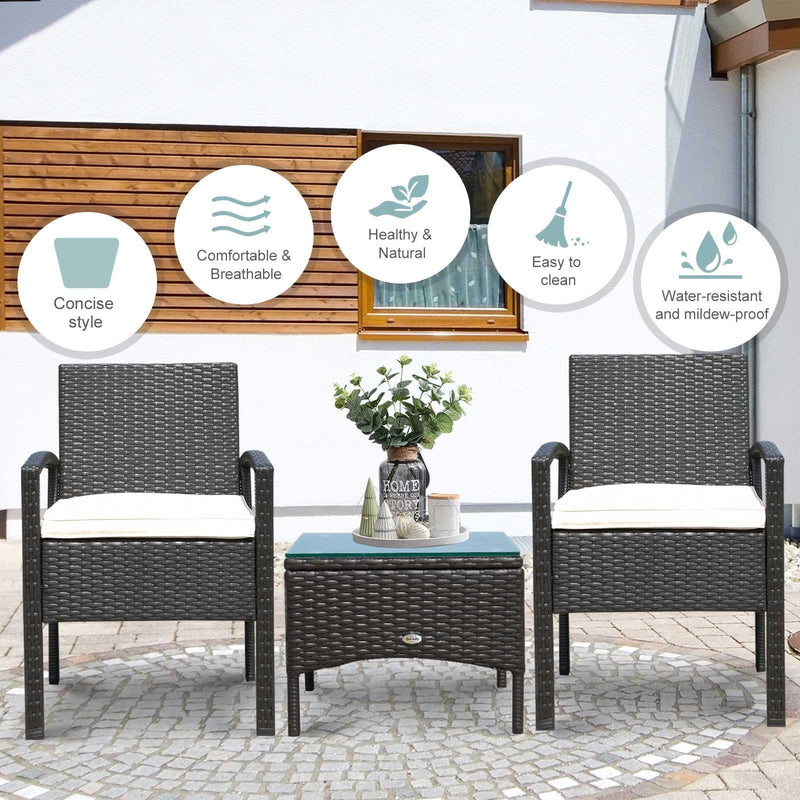 2 Seater Rattan Sofa Set with Table