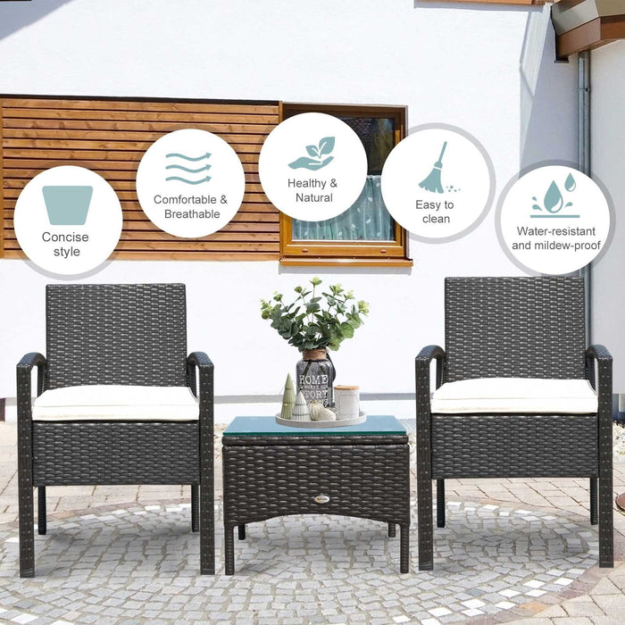2 Seater Rattan Sofa Set with Table