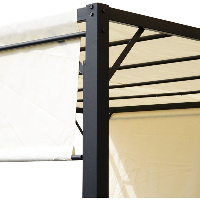 Metal Pergola With Sliding Canopy, 3x3m, Cream