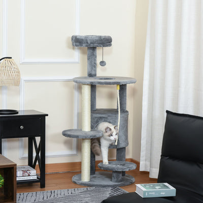 112cm Cat Tree, Climbing Centre, Jute Post, Dark Grey Pawhut