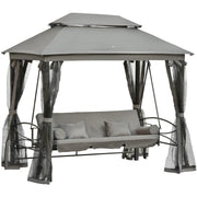 3 Seater Garden Swing Seat With Canopy, Grey Outsunny