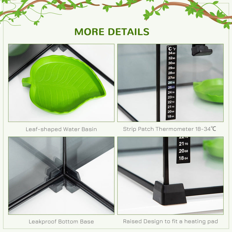 Reptile Terrarium, Black (50x30x35cm)