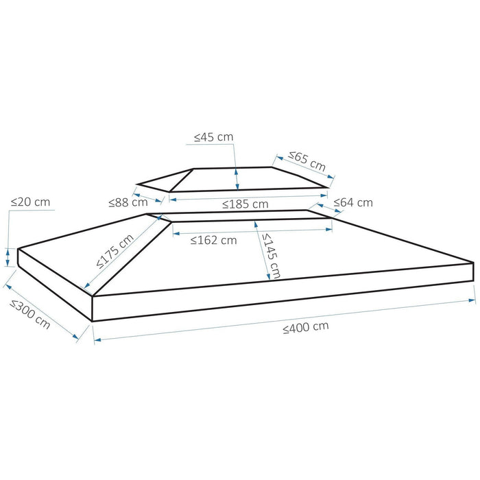 Waterproof Gazebo Canopy Replacement 3x4m (Top Only)