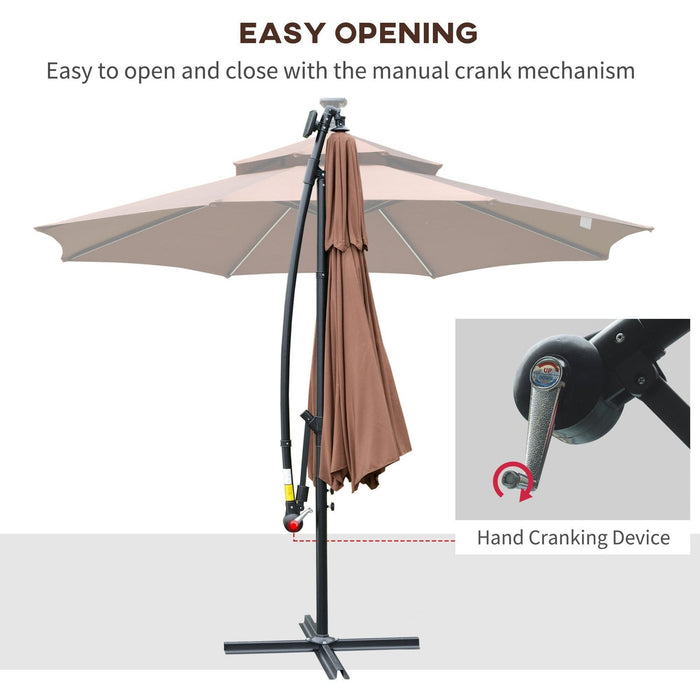 3m Cantilever Parasol With Solar Lights, Double Roof