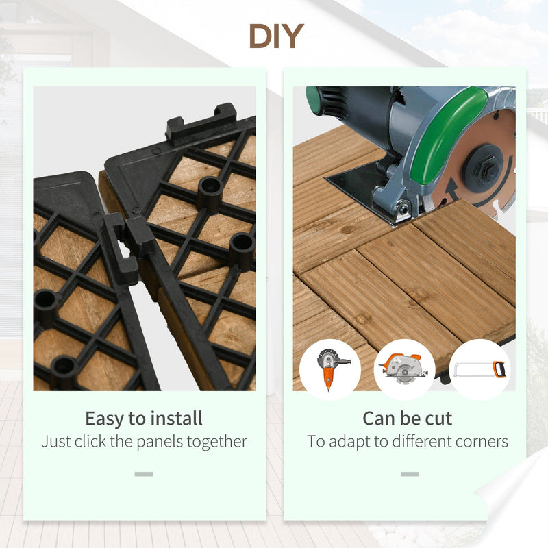 Brown Wooden Interlocking Decking Tiles - 27 Pcs