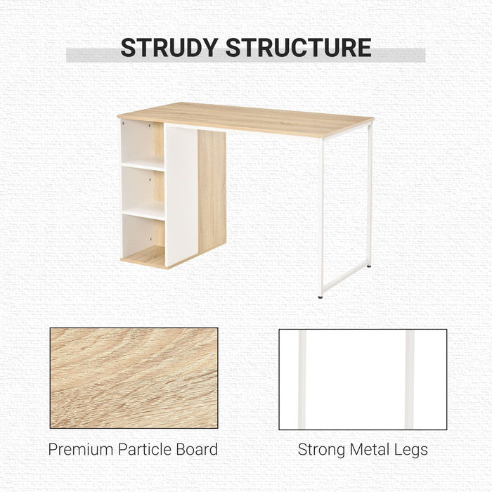 Home Office Desk with Storage Shelves, Sturdy Writing Table