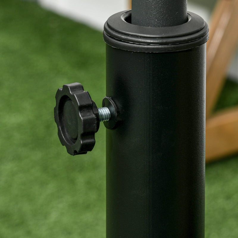 Outsunny Resin Garden Parasol Base with Wheels and Retractable Handles, Round Outdoor Market Umbrella Stand Weight for Poles of Φ38 - Φ48mm, Black Outsunny