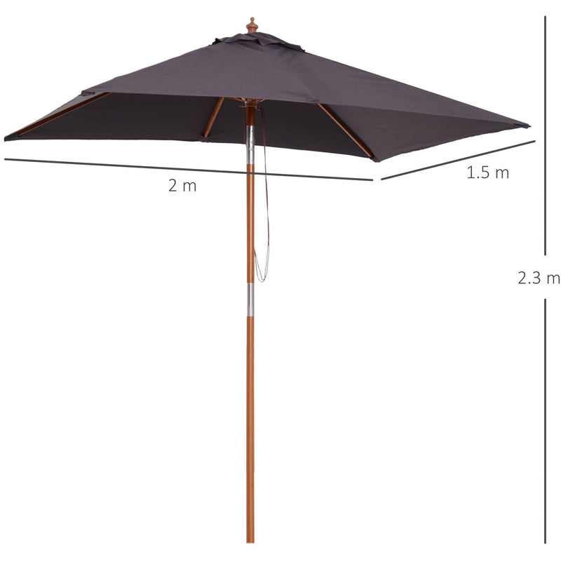 2m Outdoor Tilting Parasol Umbrella, Garden Sun Shade
