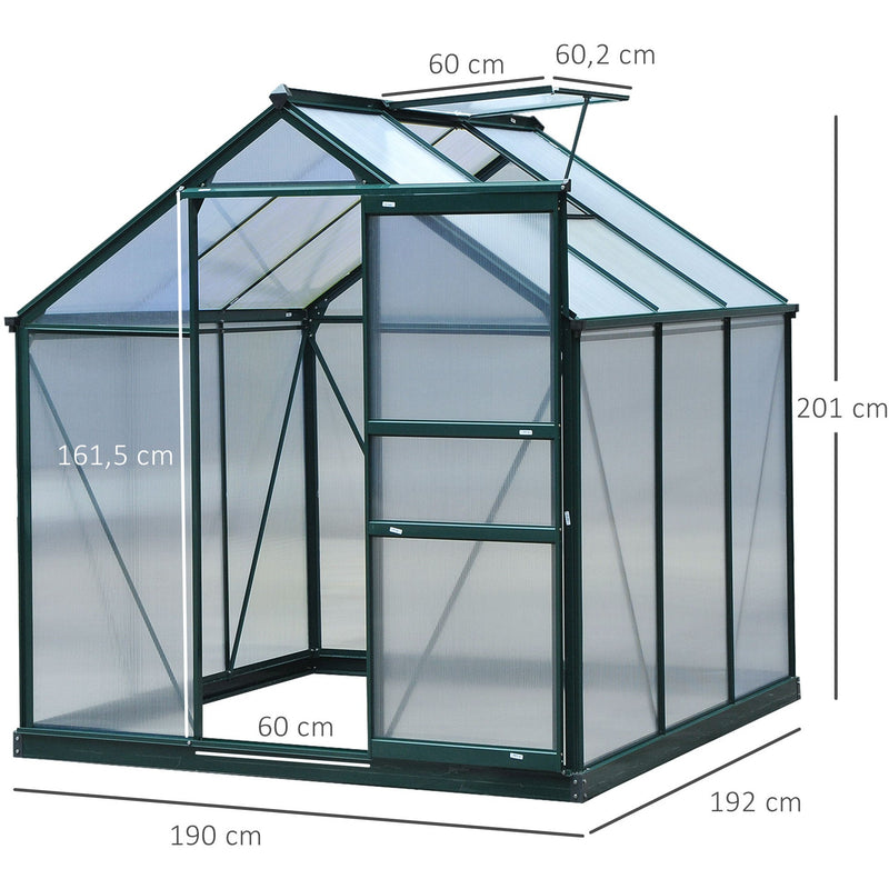 Polycarbonate Greenhouse, Walk In, Galvanised Frame, Clear