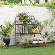 3 Tier Metal Plant Stand, Indoor/Outdoor Outsunny