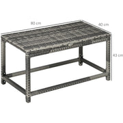 Outsunny Outdoor Coffee Table, Garden PE Rattan Side Table with Plastic Board Under the Full Woven Table Top and X-Shape Support for Patio Mixed Grey Outsunny