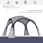 Dome Event Shelter, Garden Canopy, 3.5x3.5m, Cream/Blue Outsunny