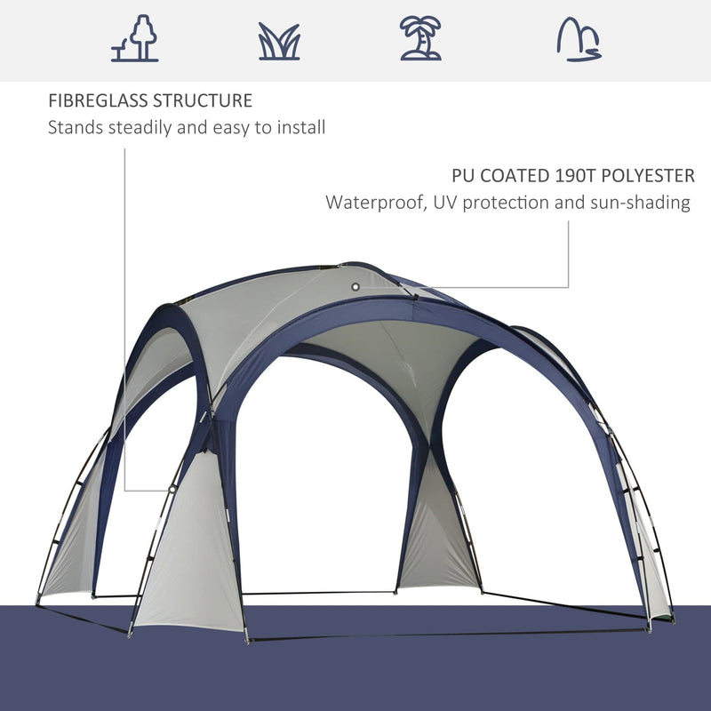 Dome Event Shelter, Garden Canopy, 3.5x3.5m, Cream/Blue Outsunny