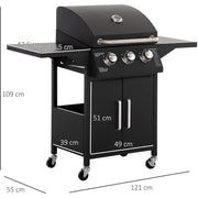 Image of a 3 burner gas bbq trolley 