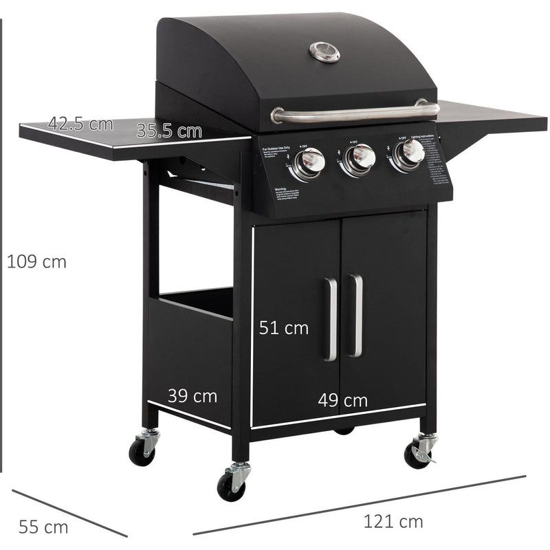 Image of a 3 burner gas bbq trolley 