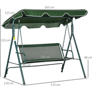 Steel Frame 3 Seater Garden Swing Chair With Canopy Outsunny