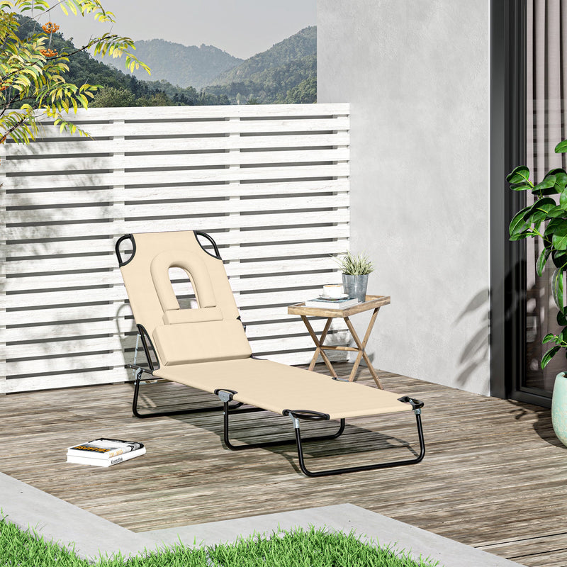 Folding Sun Lounger With Face Hole Outsunny
