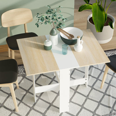 Drop Leaf Dining Table For Small Spaces, Oak and White Homcom