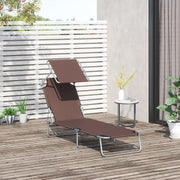 Folding Sun Lounger With Canopy Outsunny
