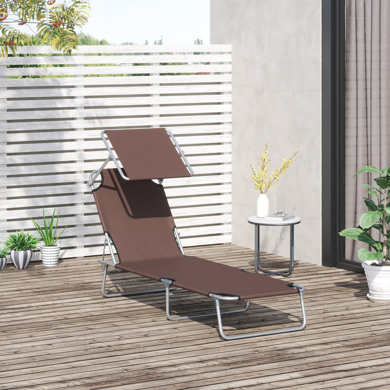 Folding Sun Lounger With Canopy Outsunny