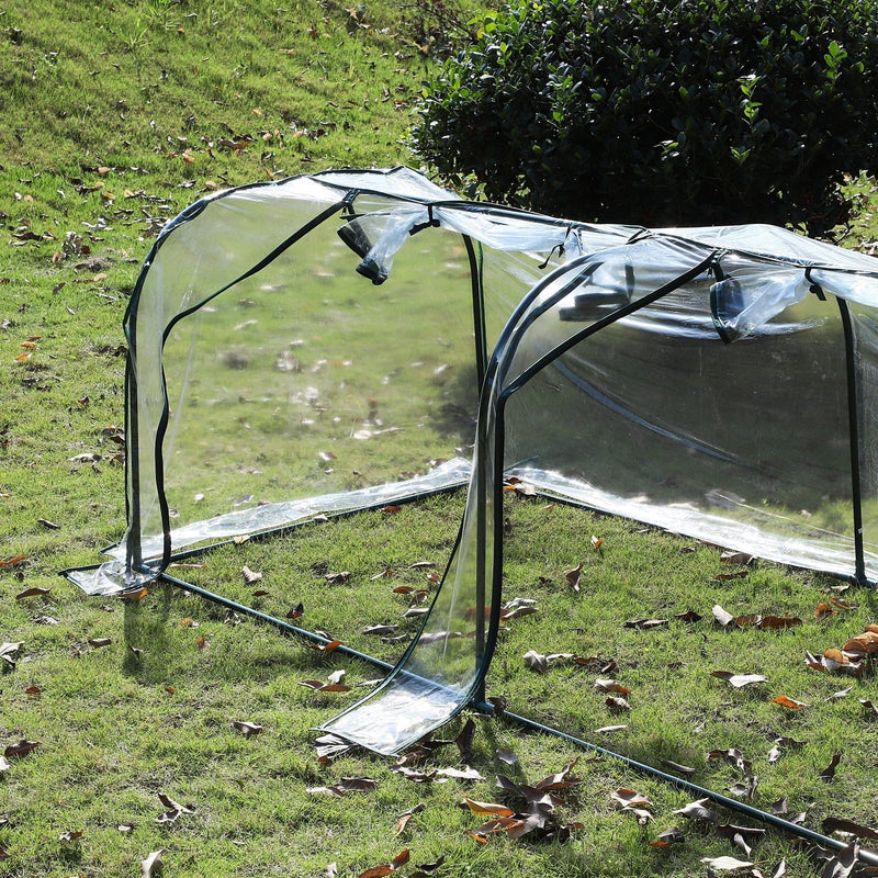 Mini PVC Greenhouse, Steel Frame, Zipper Doors