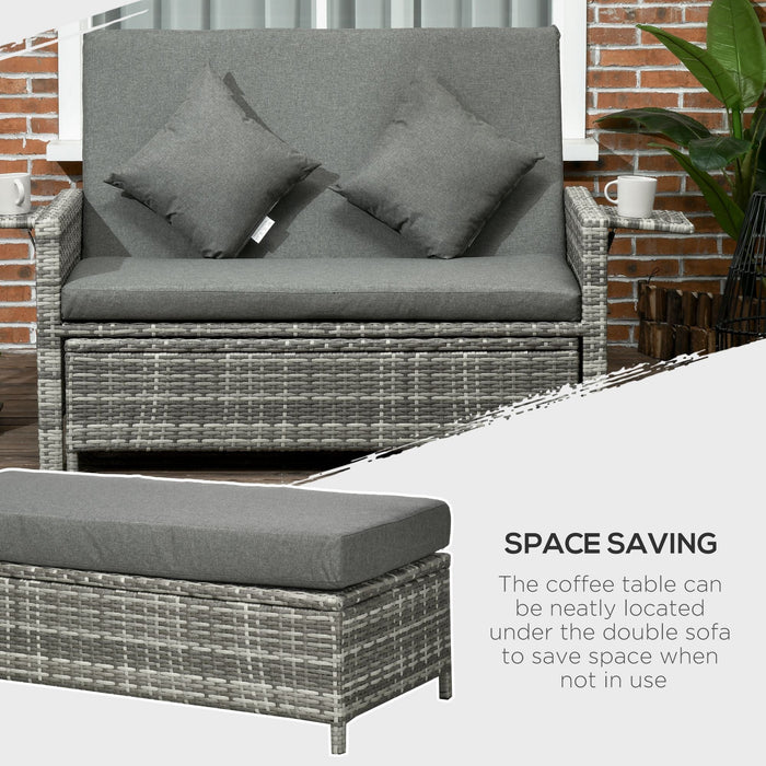 Grey 2 Seater Outdoor Rattan Daybed/Sofa