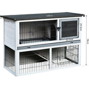 Fir Wood Animal Hutch With Slide Out Tray - Grey Pawhut