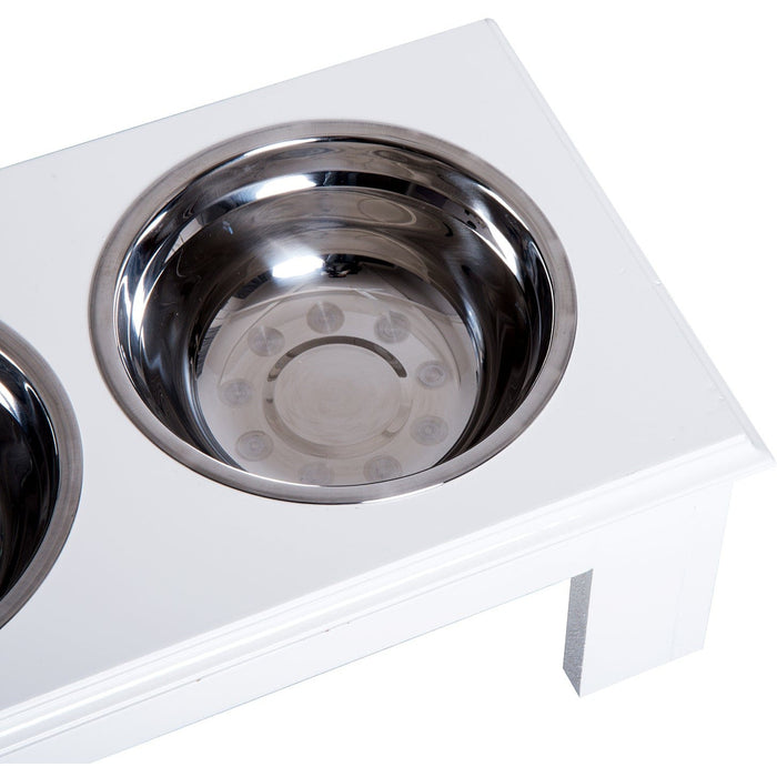 Stainless Steel Pet Feeder - White, 43.7Lx24Wx15Hcm