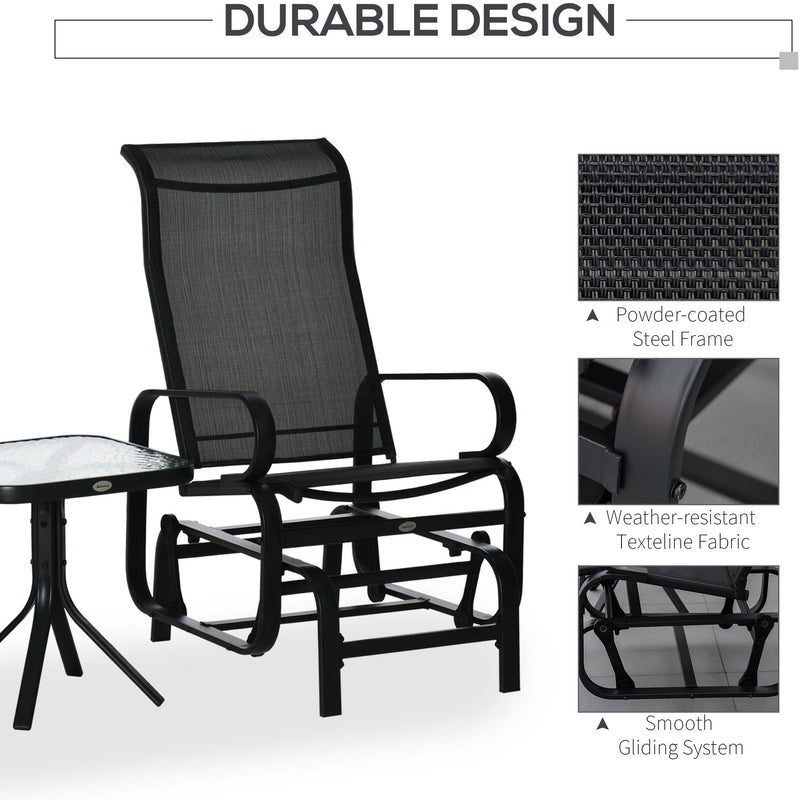 3-PC Outdoor Gliding Rocking Chair Set with Tea Table