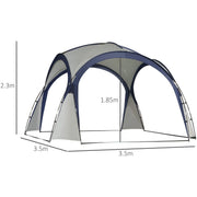 Dome Event Shelter, Garden Canopy, 3.5x3.5m, Cream/Blue Outsunny