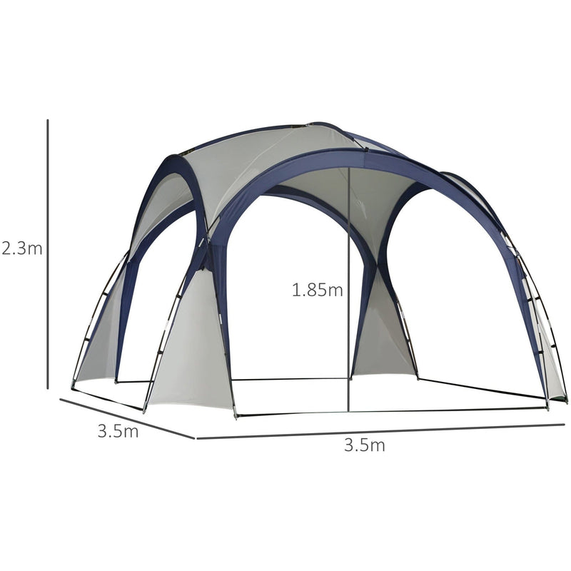 Dome Event Shelter, Garden Canopy, 3.5x3.5m, Cream/Blue Outsunny