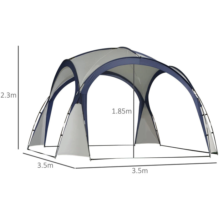 Dome Event Shelter, Garden Canopy, 3.5x3.5m, Cream/Blue