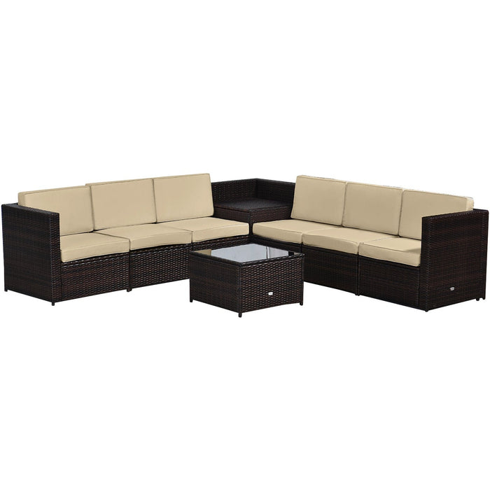 6 Seater Rattan Garden Sofa Set