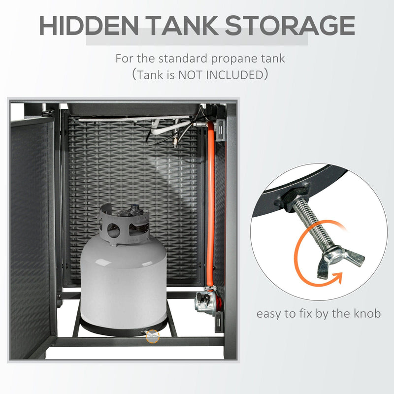 Square Propane Fire Pit Table - 40000 BTU, Cover, 71x71x62cm