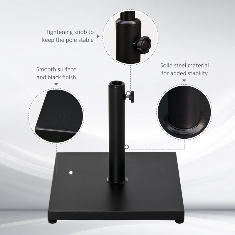 Metal Parasol Stand - Adjustable Knob, Black Outsunny