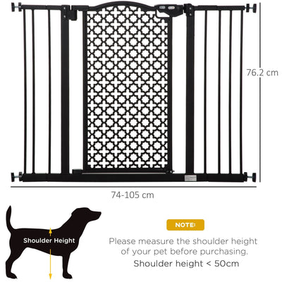 Door Gate For Dogs, Pressure Fit, 74-80cm, Black Homcom