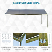 Outsunny 3 x 6m Heavy Duty Carport Garage Car Shelter Galvanized Steel Outdoor Open Canopy Tent Water UV Resistant Waterproof, Grey Outsunny