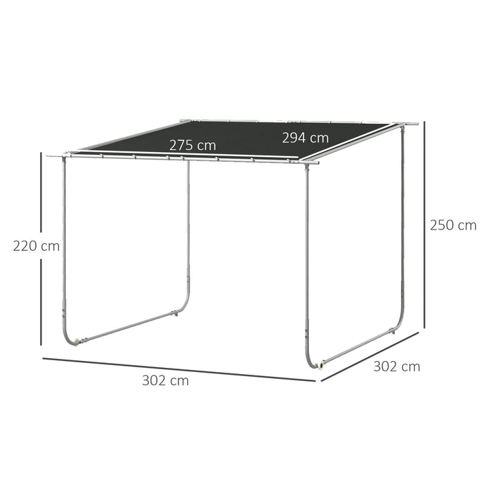 3x3m Portable Metal Pergola With Canopy, UV-Resistant