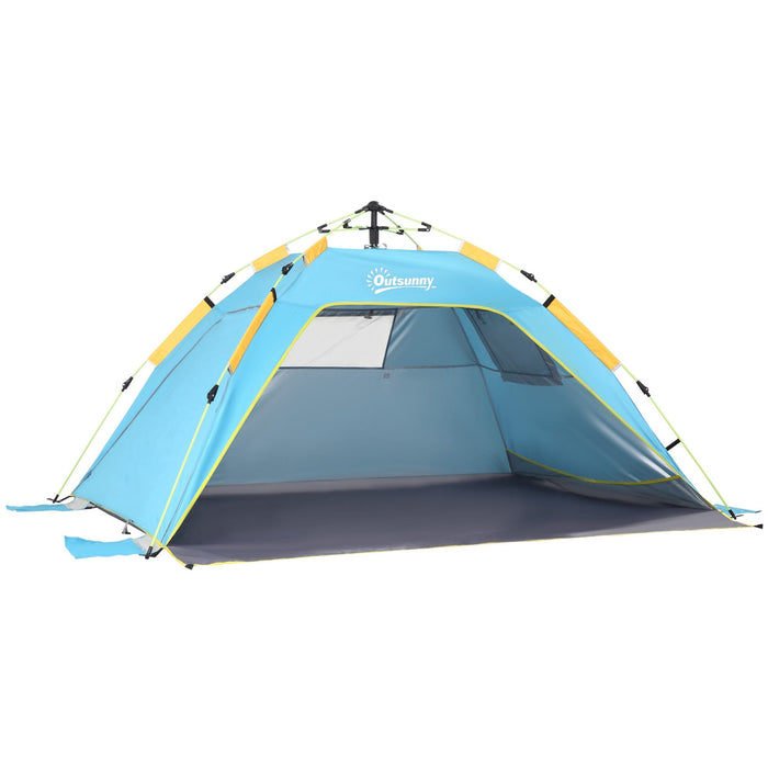 Pop Up Beach Tent With Mesh Windows, Light Blue