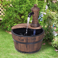 Garden Water Fountain with Plug In Electric Pump for Easy Relaxation Carbonised Wood Outsunny