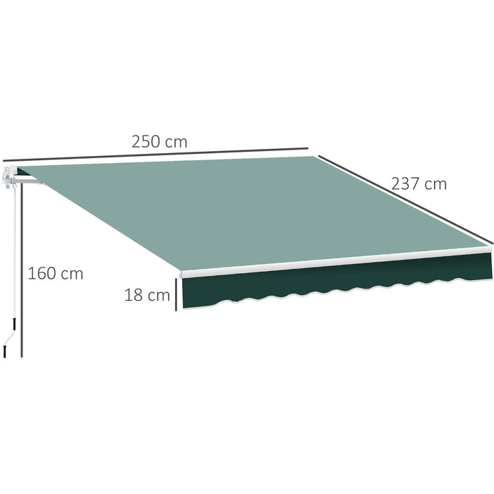 Manual Retractable Garden Patio Awning, 2.5m x 2m