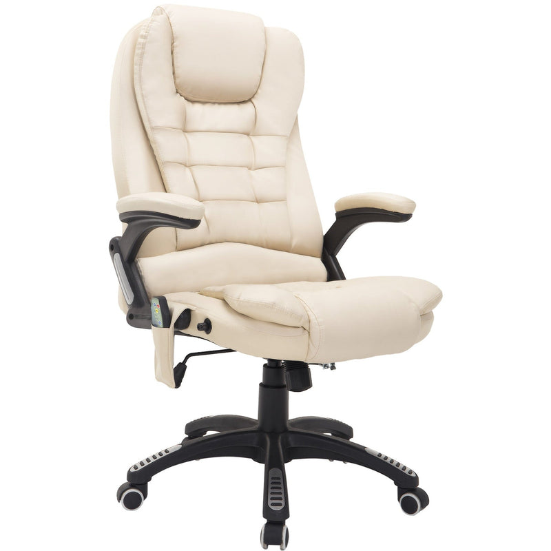 Beige High-Back Massage Executive Chair with Tilt